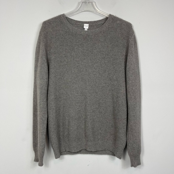 Eidos Waffle Knit Cashmere Crewneck Sweater Gray Men’s XL Made In Italy Luxury - Picture 3 of 13